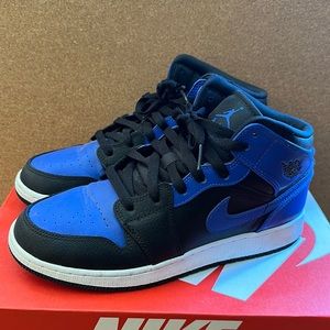 Nike Air Jordan Kids 1 Mid Black Royal Blue